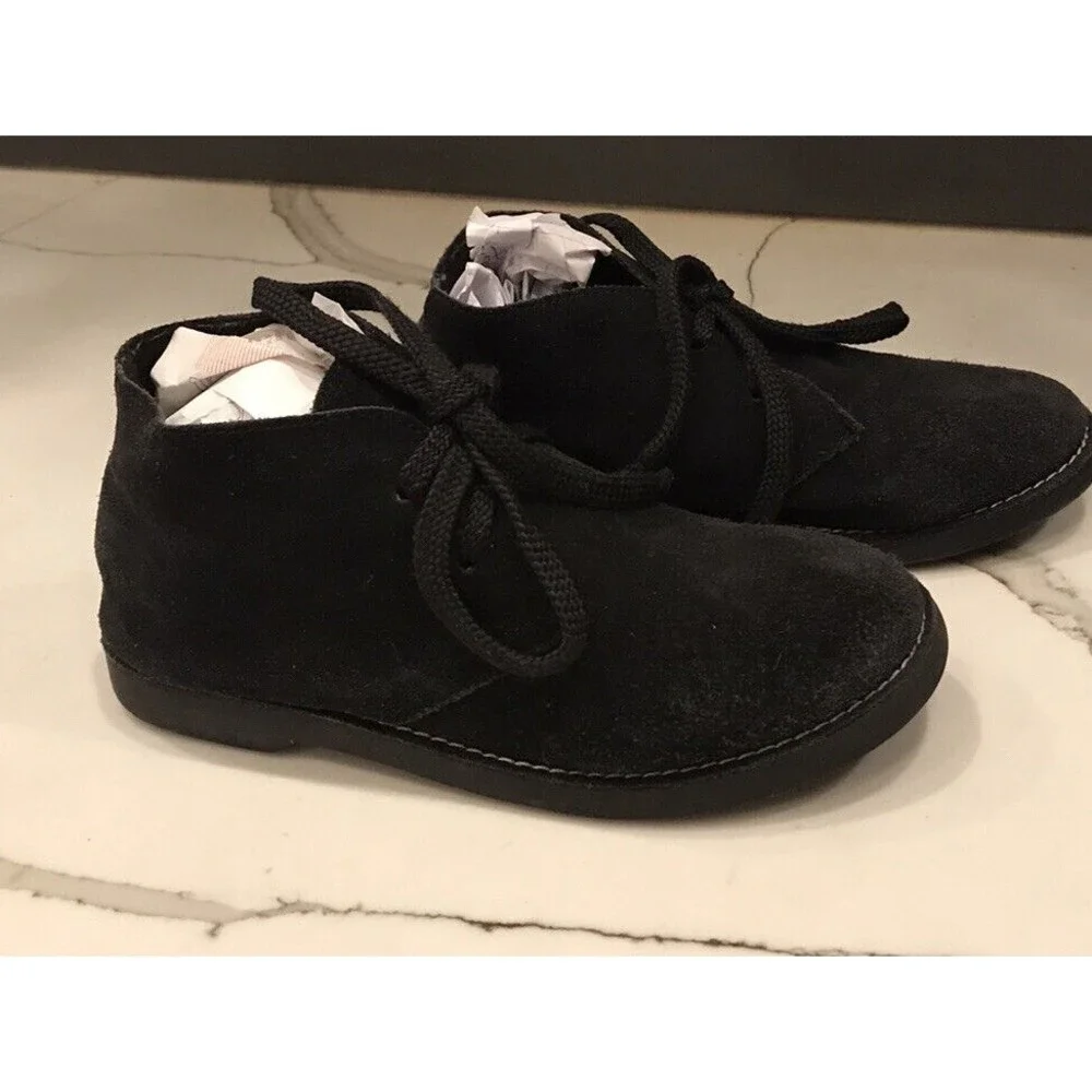 J Crew Crewcuts Boys' Suede Leather Calvert Boots K2  Big Kids Black
